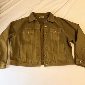 Madewell The Raglan Oversized Jean Jacket Garment Dyed Mustard Cropped Size XXL